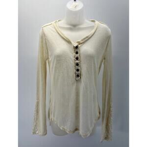 Sugar Rush Velvet Trim Lace Sleeve Ivory Style Longsleeve Shirt size Large